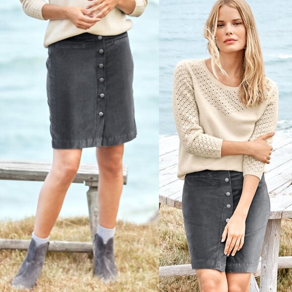 Garnet Hill Dresses & Skirts - GARNET HILL Button-Front Velvet Mini Skirt Gray Size 4